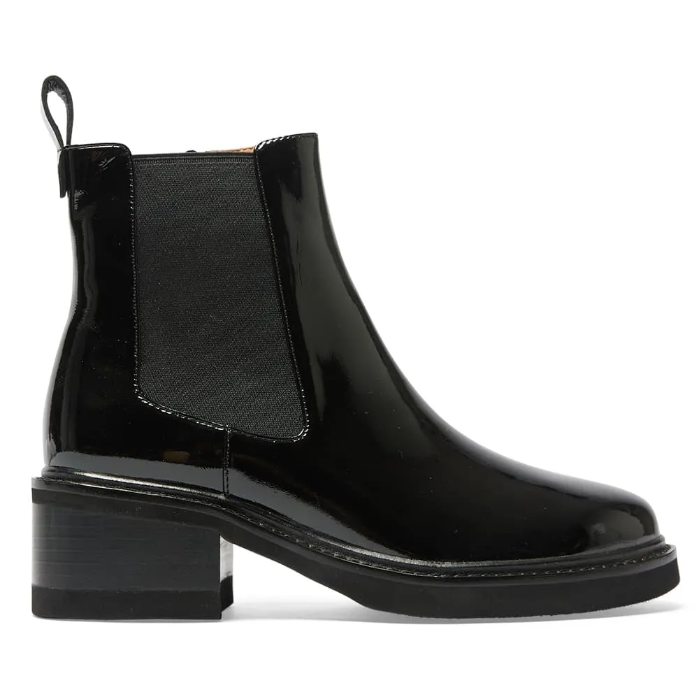 Detroit Boot in Black Patent