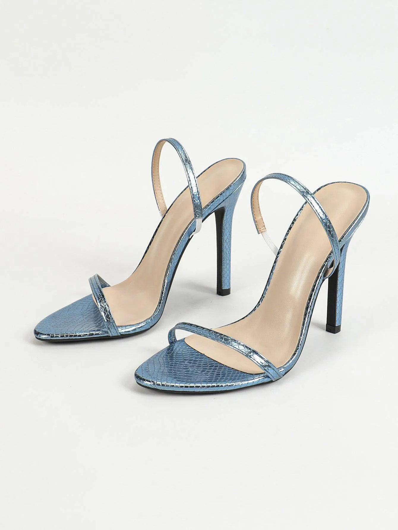 Faux Leather Single Strap Stiletto Heels 816351874612