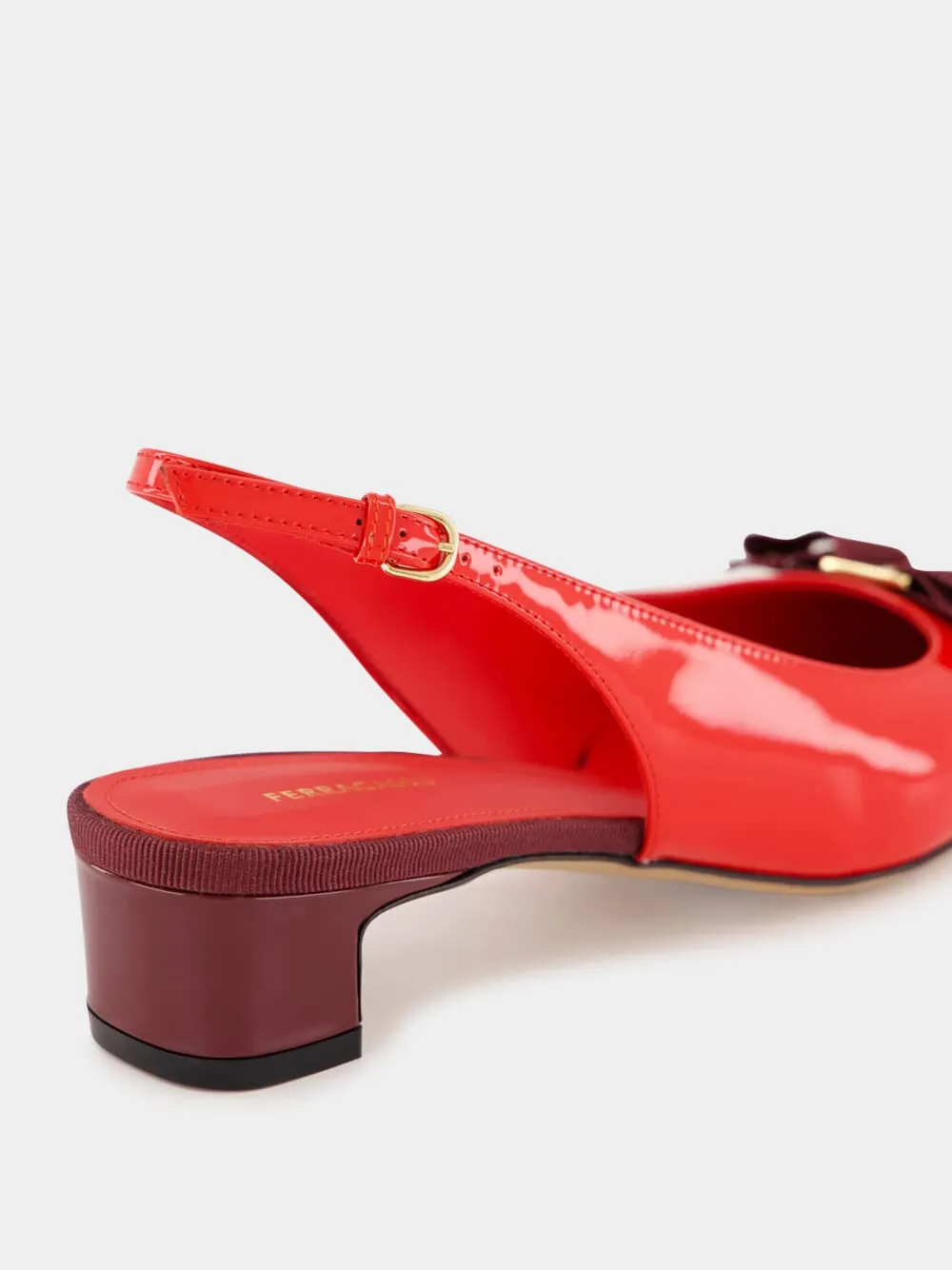 Flame Red Patent Vara Bow Slingback
