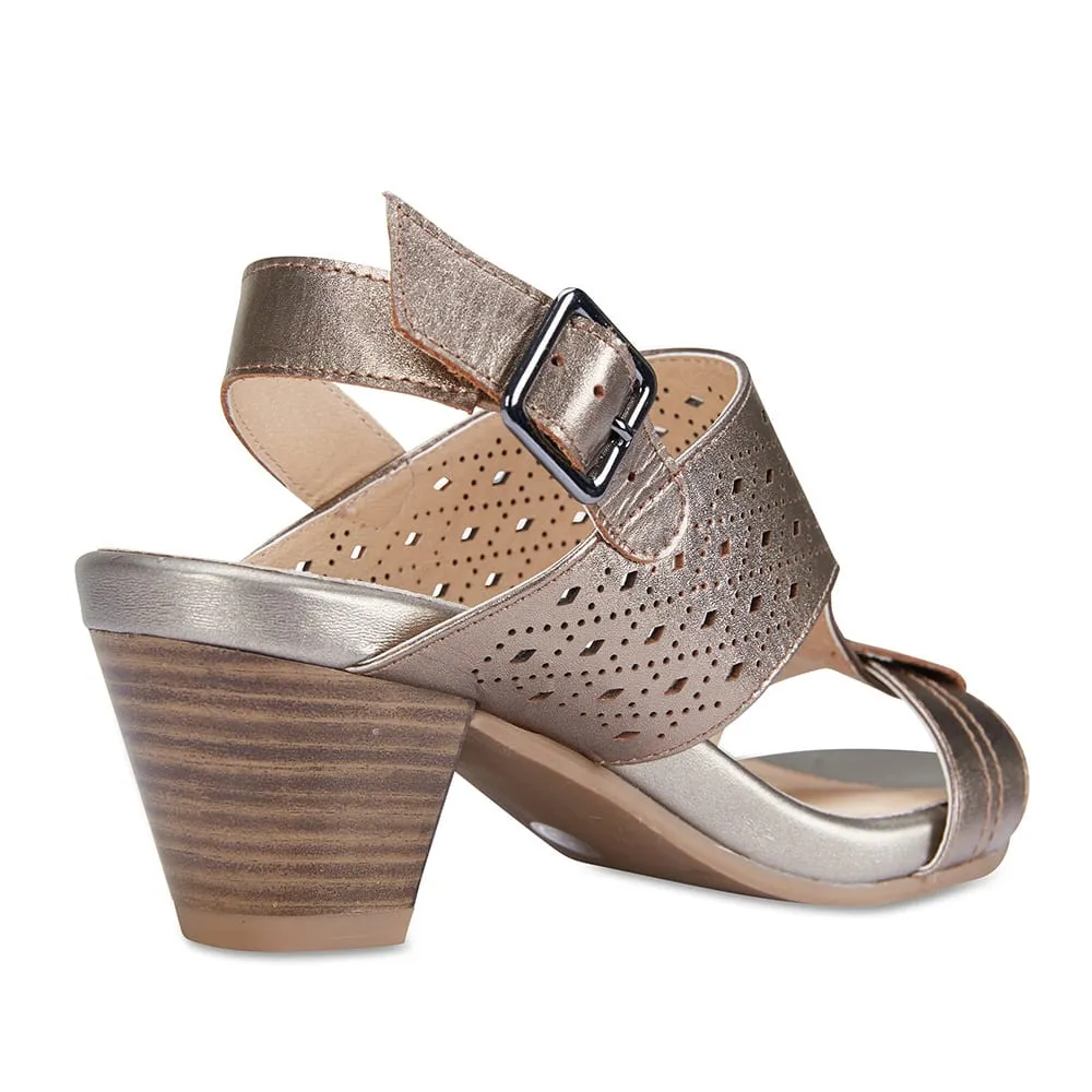 Fonda Heel in Pewter Leather