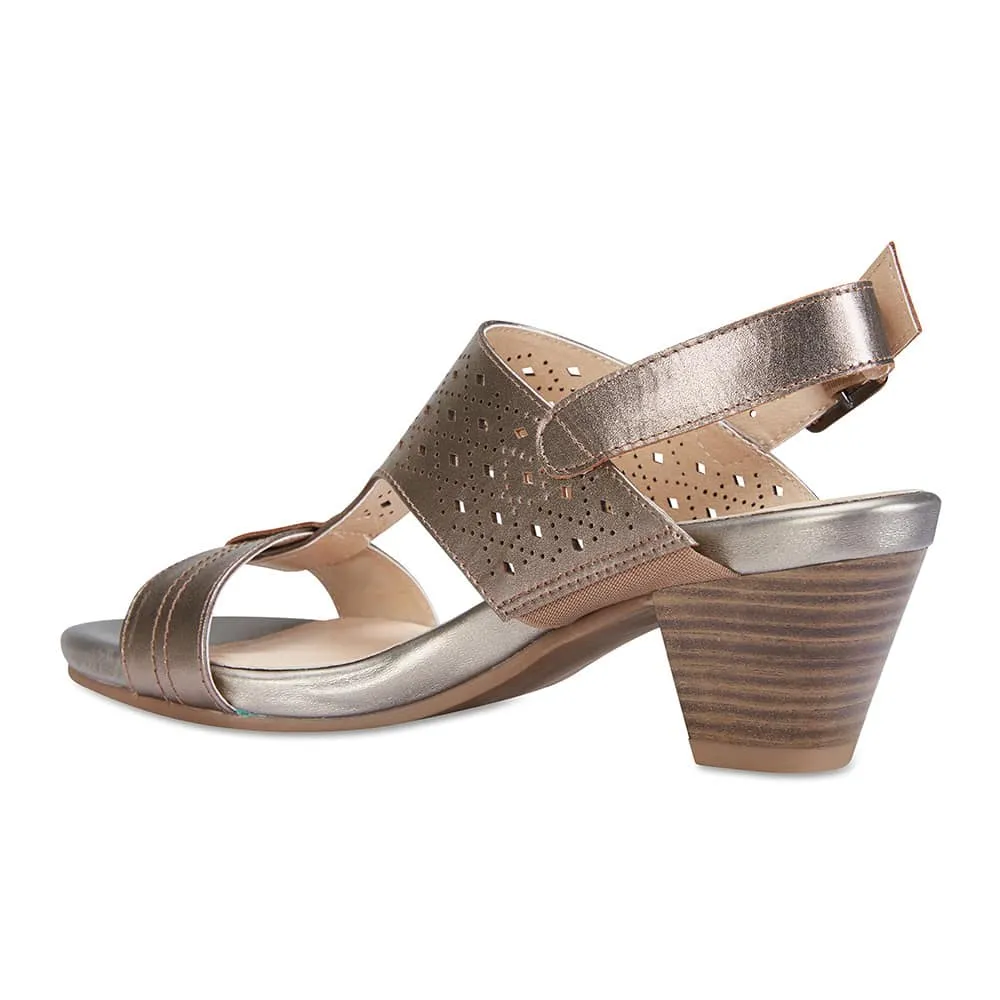 Fonda Heel in Pewter Leather