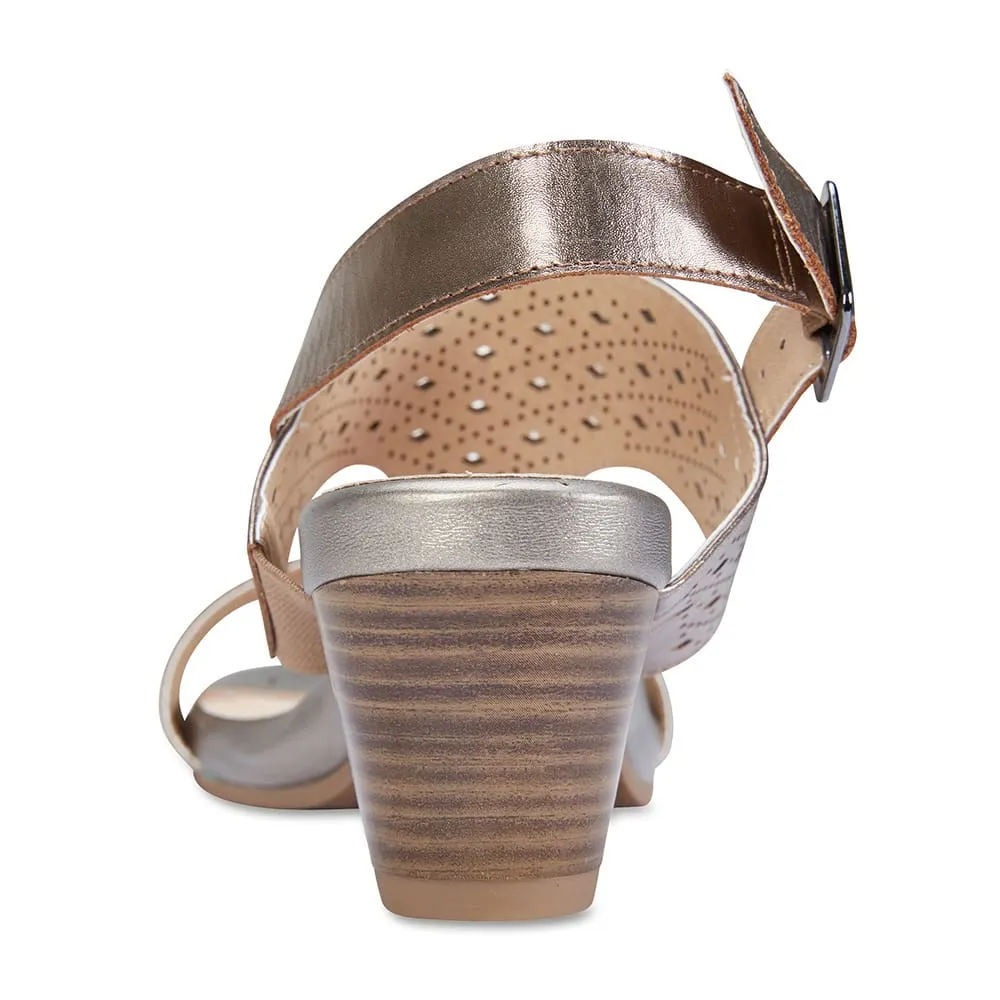 Fonda Heel in Pewter Leather