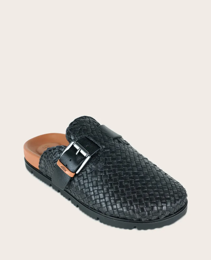GENTLE SOULS - Brantley Buckle Woven Leather Mule
