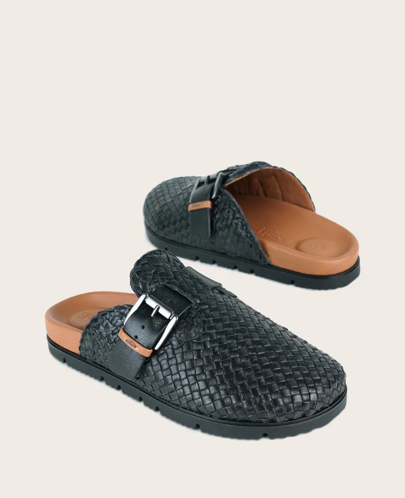 GENTLE SOULS - Brantley Buckle Woven Leather Mule