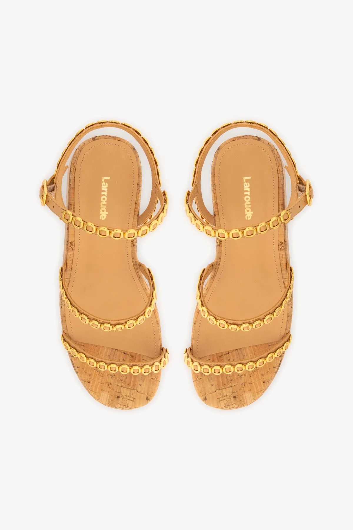 Gio Milanina Flatform In Tan Leather and Natural Cork