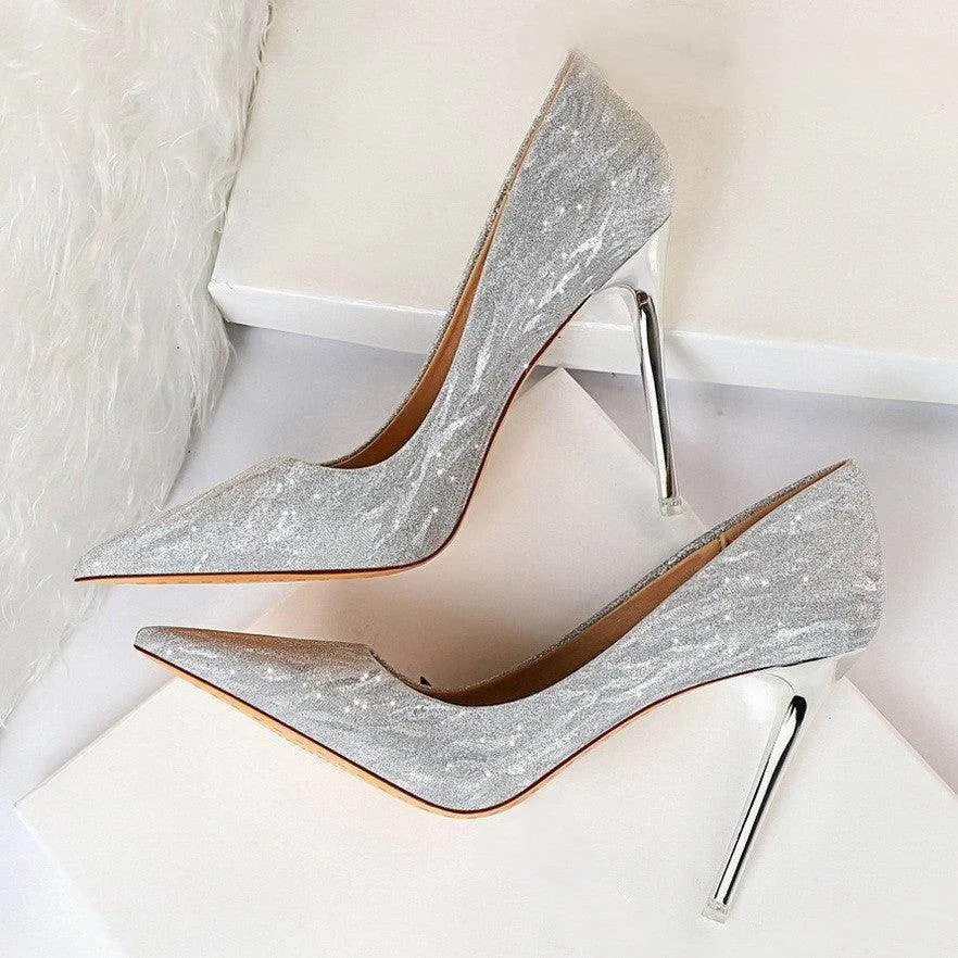 Glitter and Metallic Pointy Stiletto Heels 606336050941