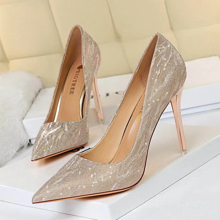 Glitter and Metallic Pointy Stiletto Heels 606336050941
