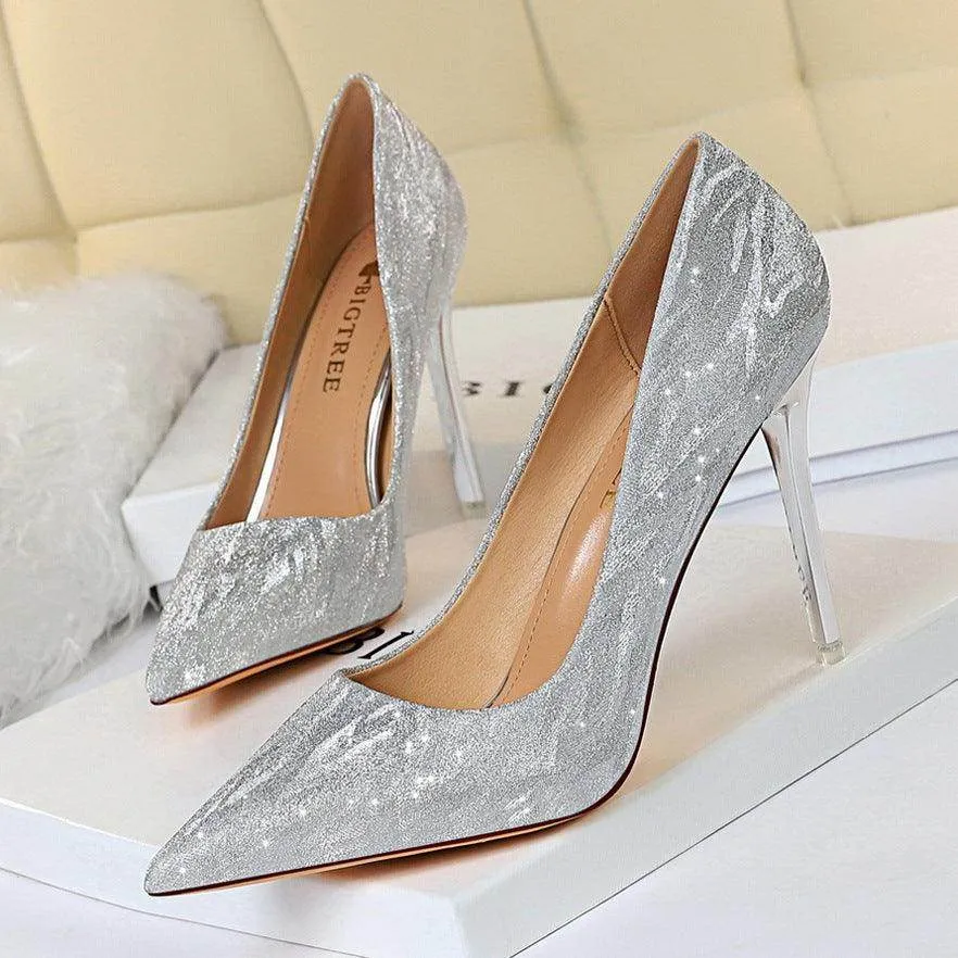 Glitter and Metallic Pointy Stiletto Heels 606336050941