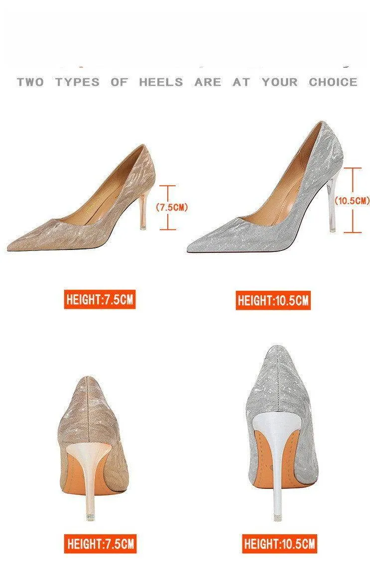 Glitter and Metallic Pointy Stiletto Heels 606336050941
