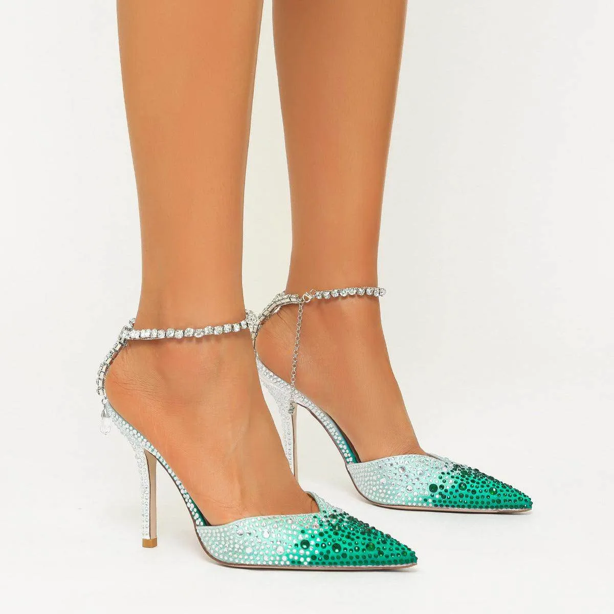 Glitter Ankle Strap Pointy Stiletto heel Sandals 772939443259