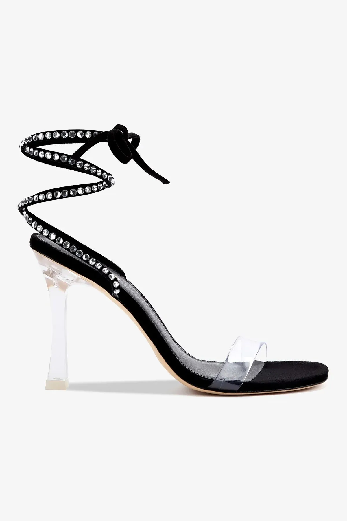 Gloria Disco Sandal In Black Suede and Vinyl