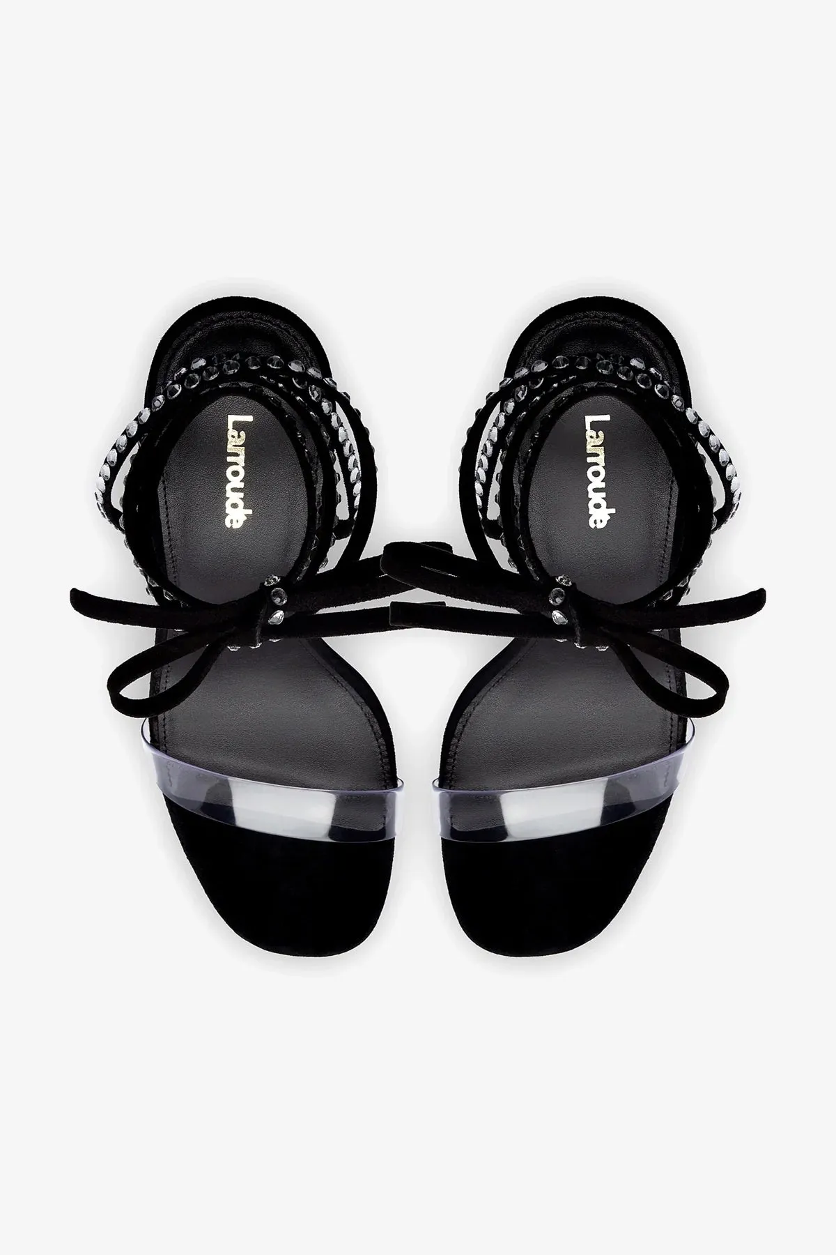 Gloria Disco Sandal In Black Suede and Vinyl