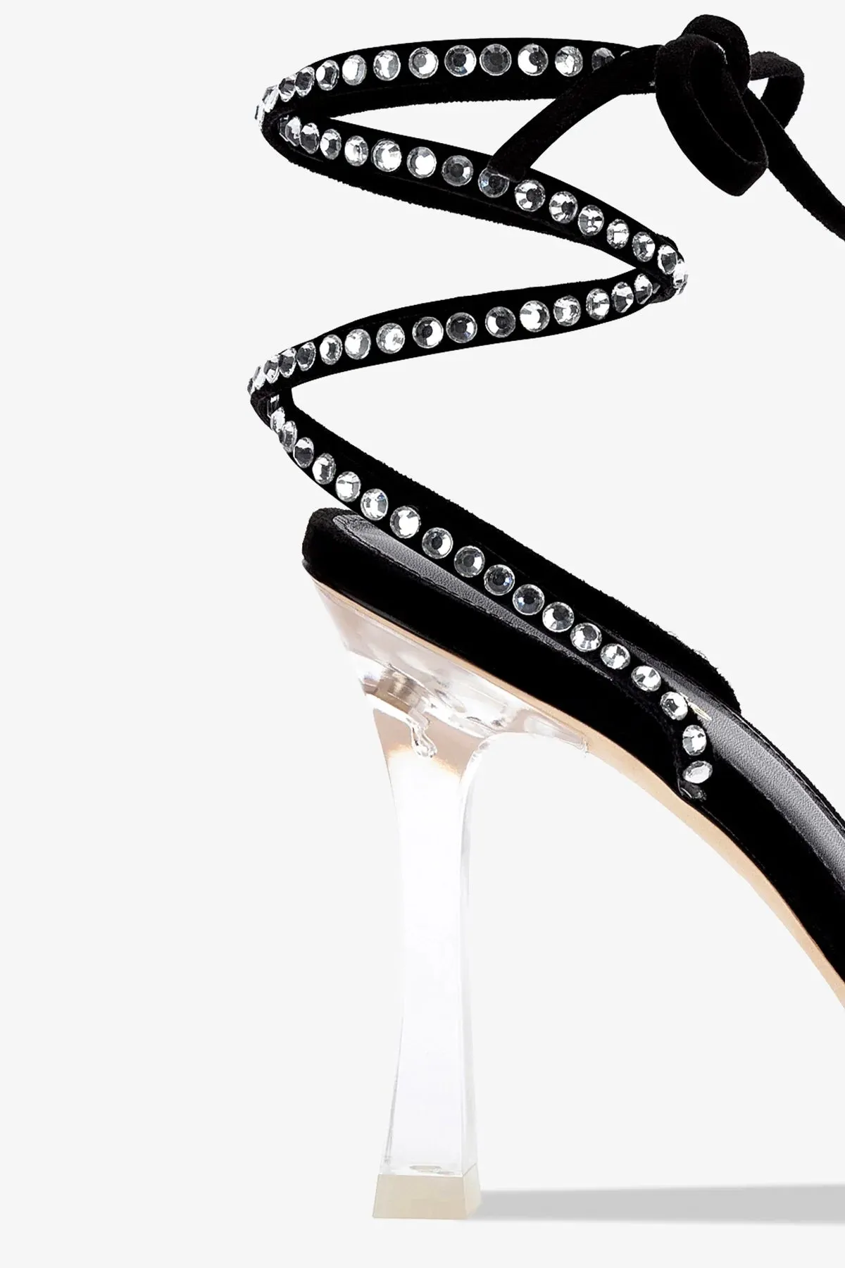 Gloria Disco Sandal In Black Suede and Vinyl