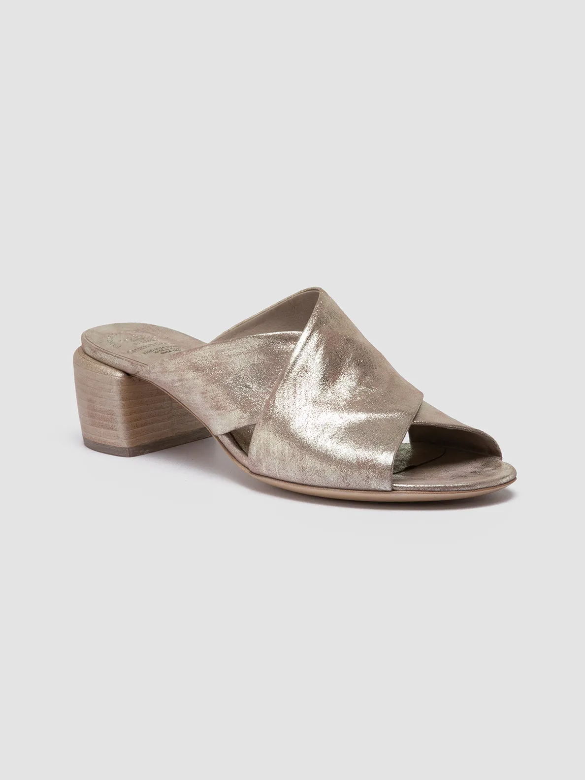 HADRY 007 - Gold Leather Slide Sandals