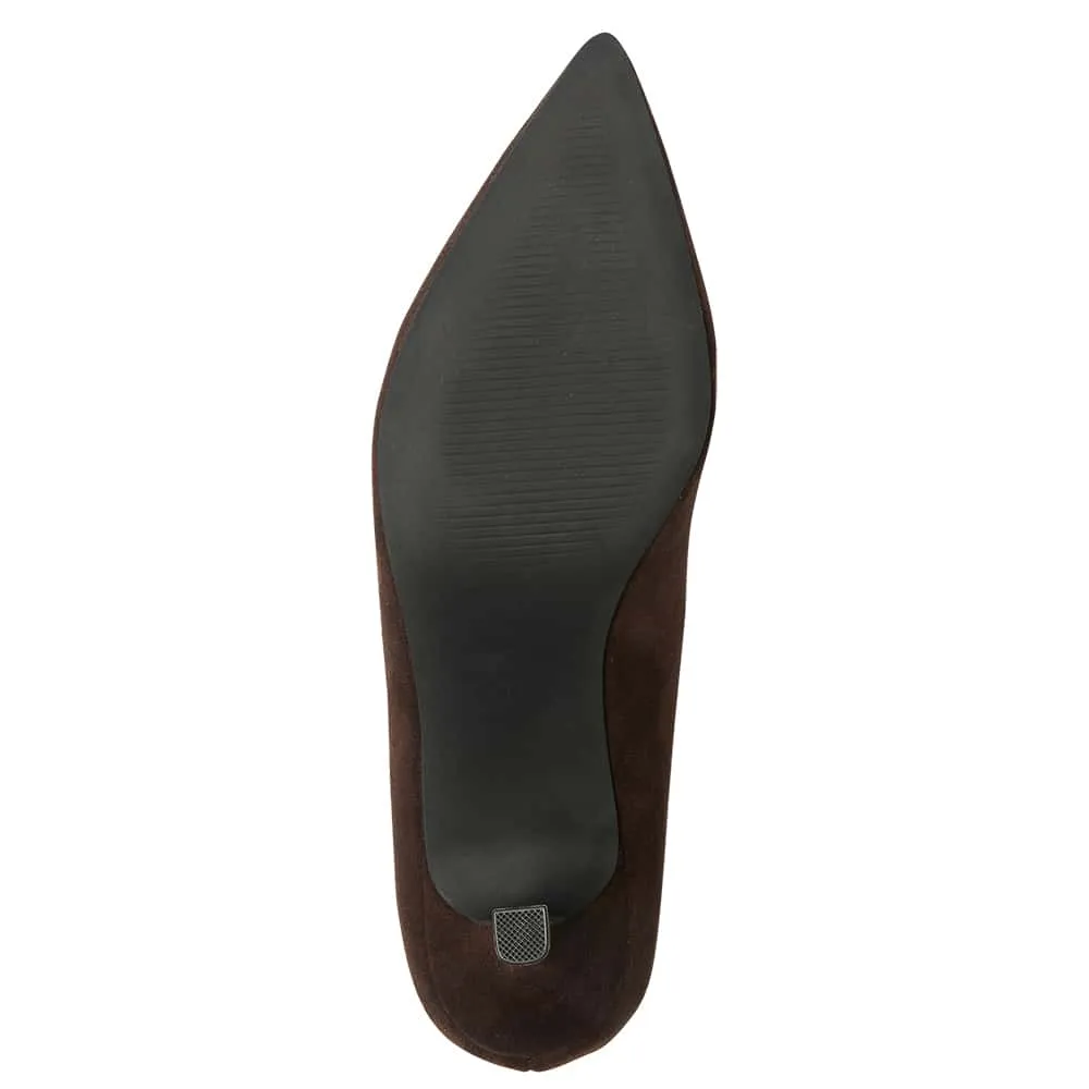 Harold Heel in Chocolate Micro Suede