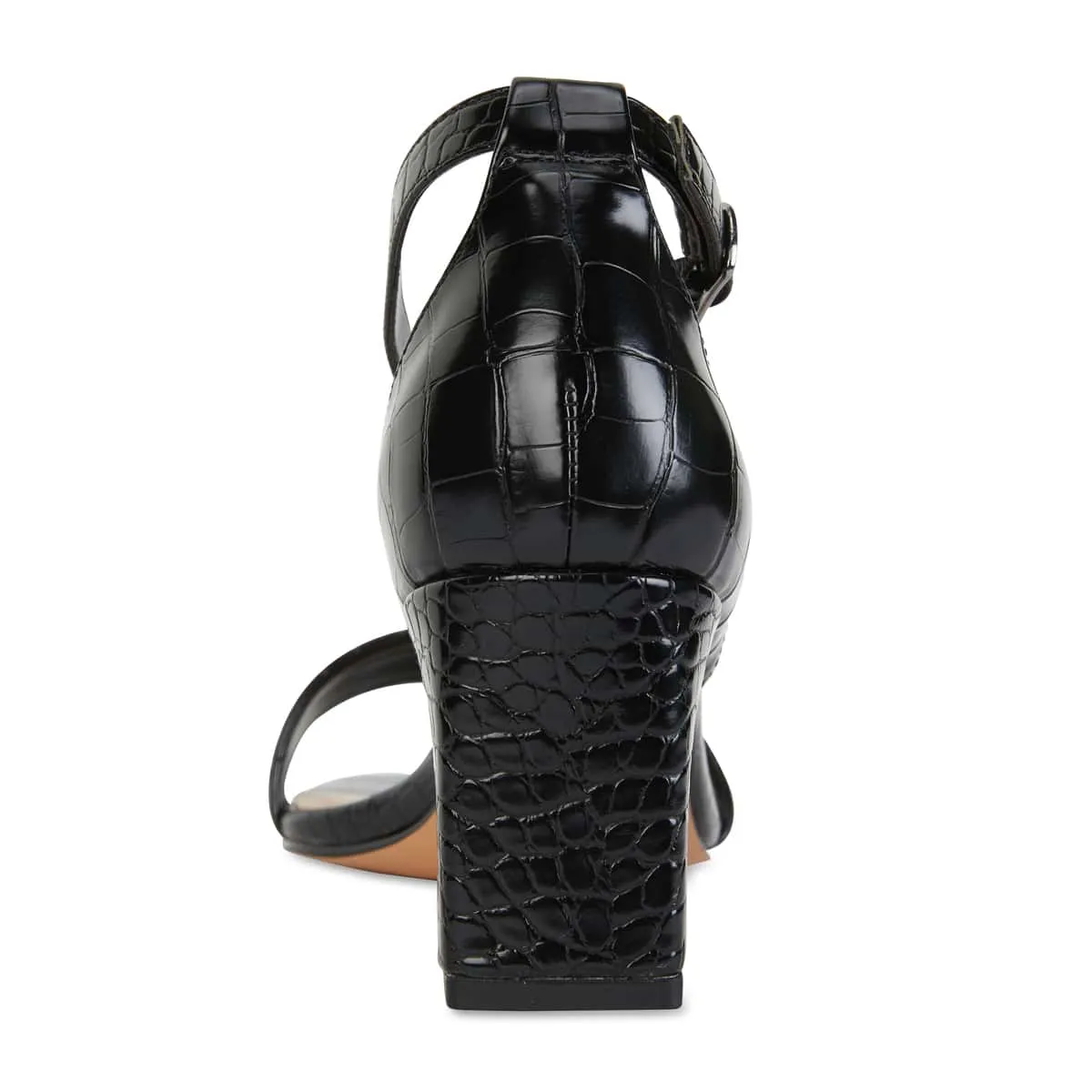 Harper Heel in Black Croc Leather