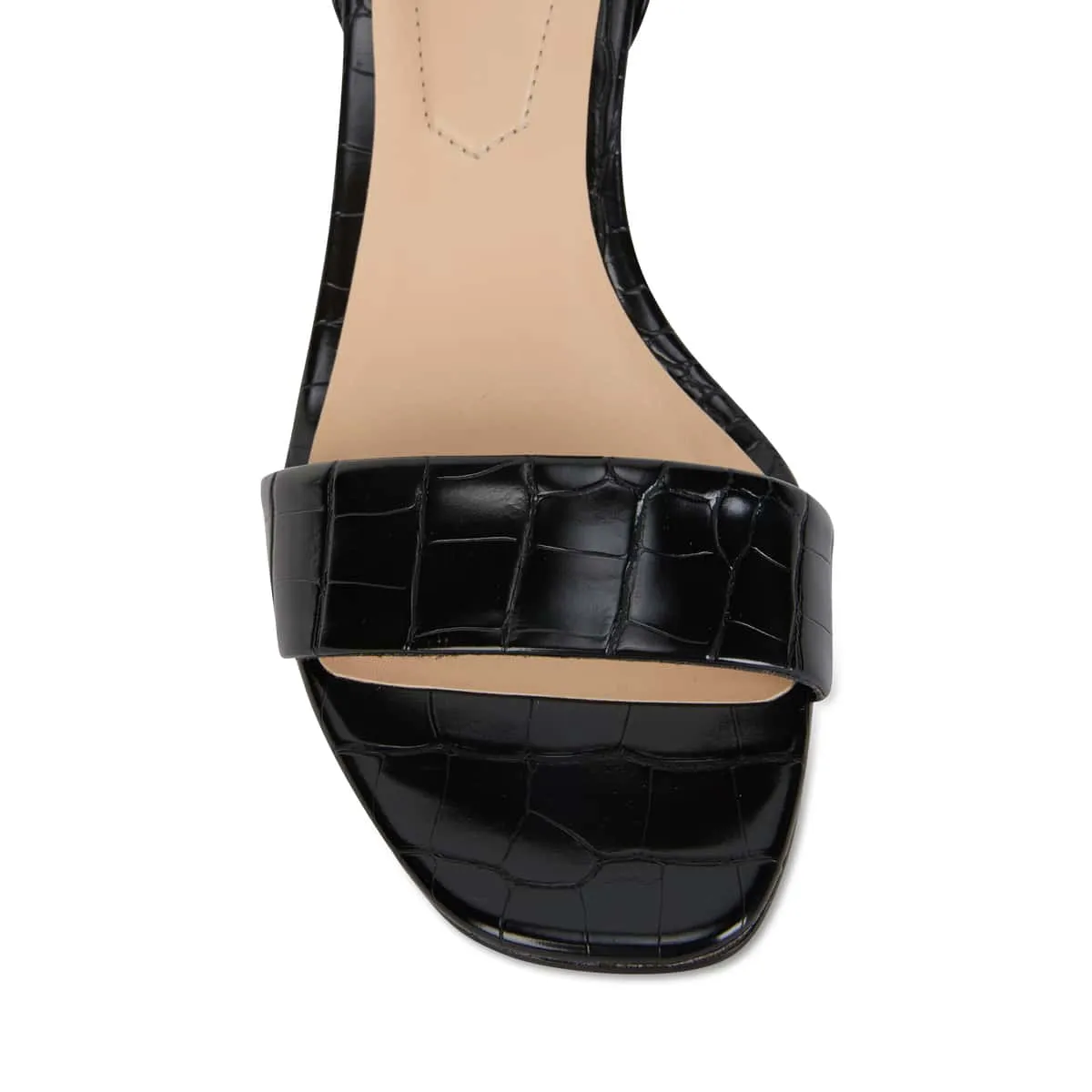 Harper Heel in Black Croc Leather