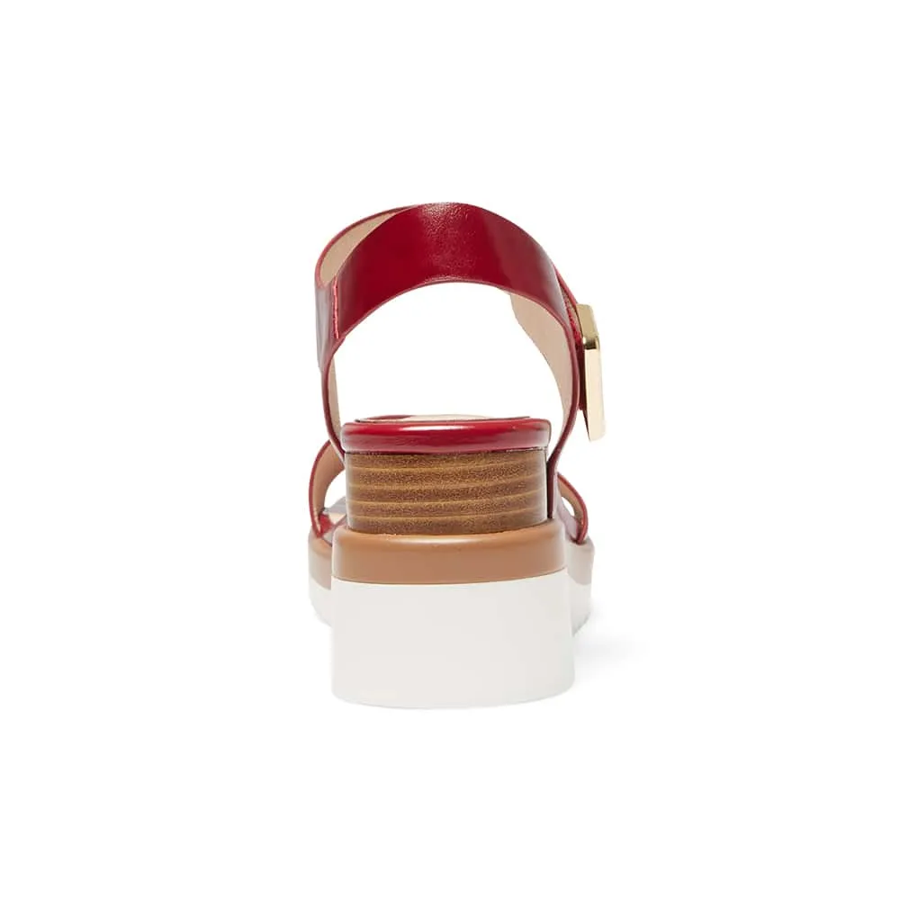 Iris Wedge in Red Leather