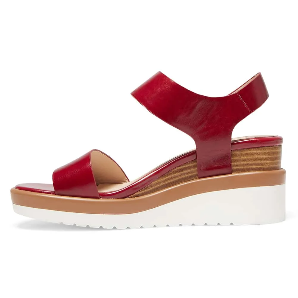 Iris Wedge in Red Leather