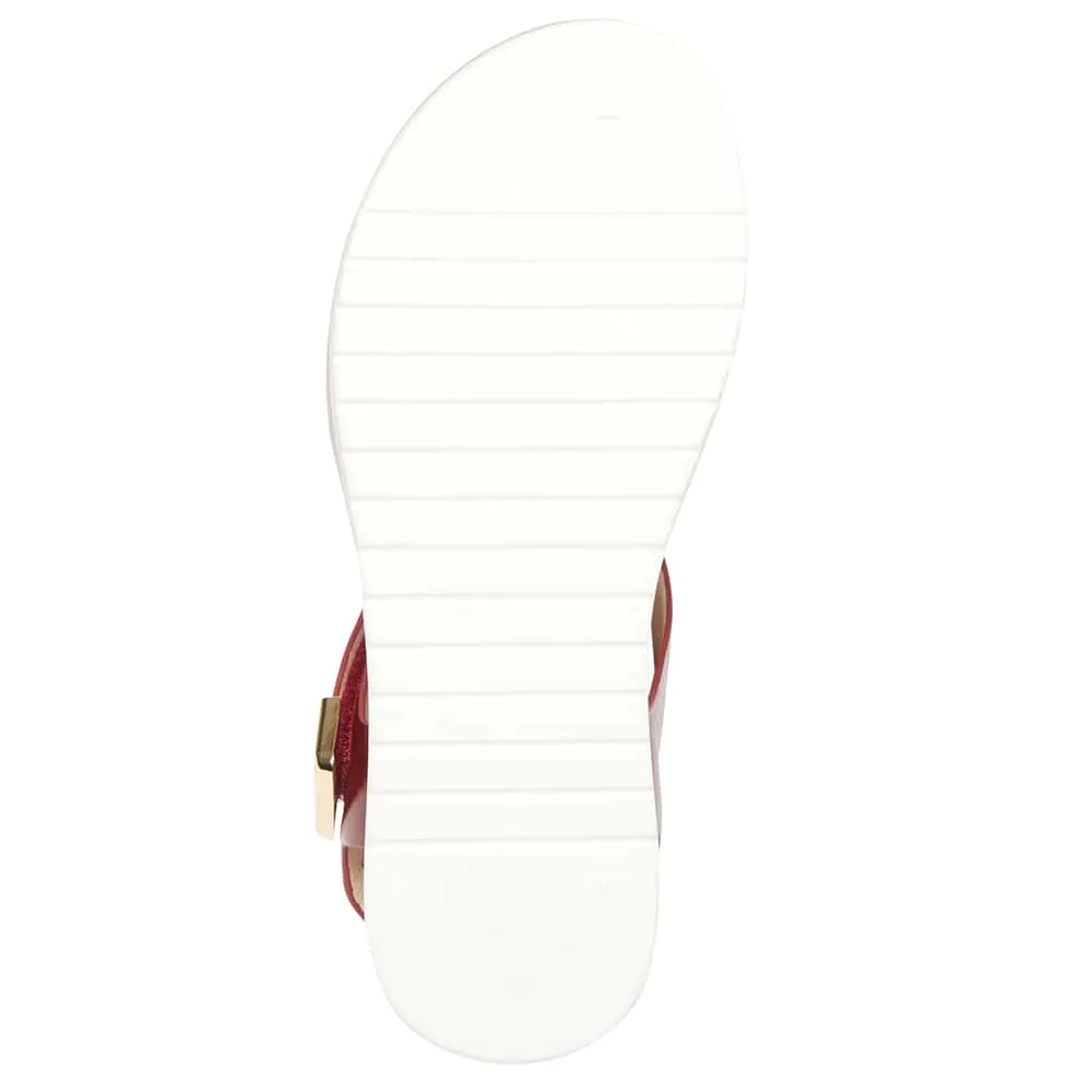 Iris Wedge in Red Leather