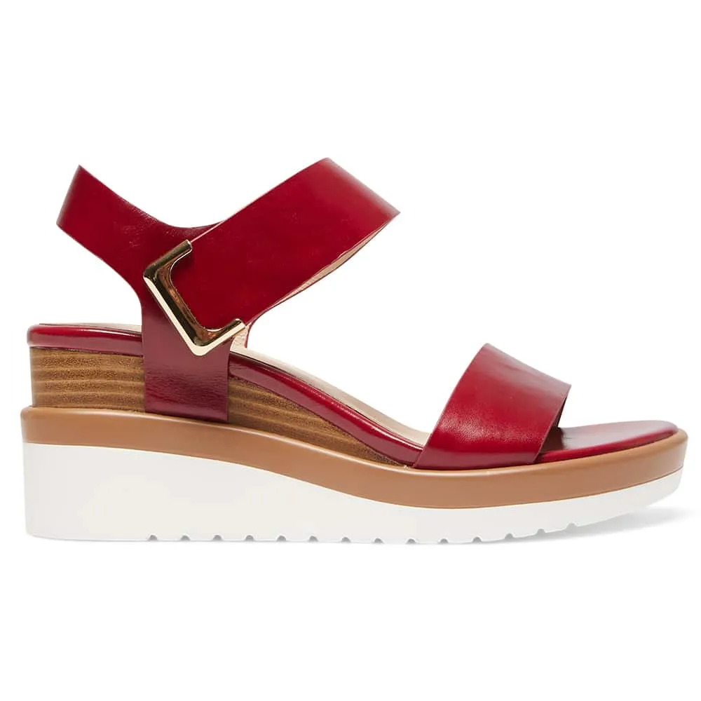 Iris Wedge in Red Leather