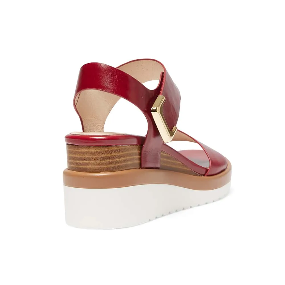 Iris Wedge in Red Leather