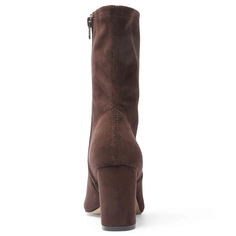 Karly Boot in Chocolate Suede Stretch Suede