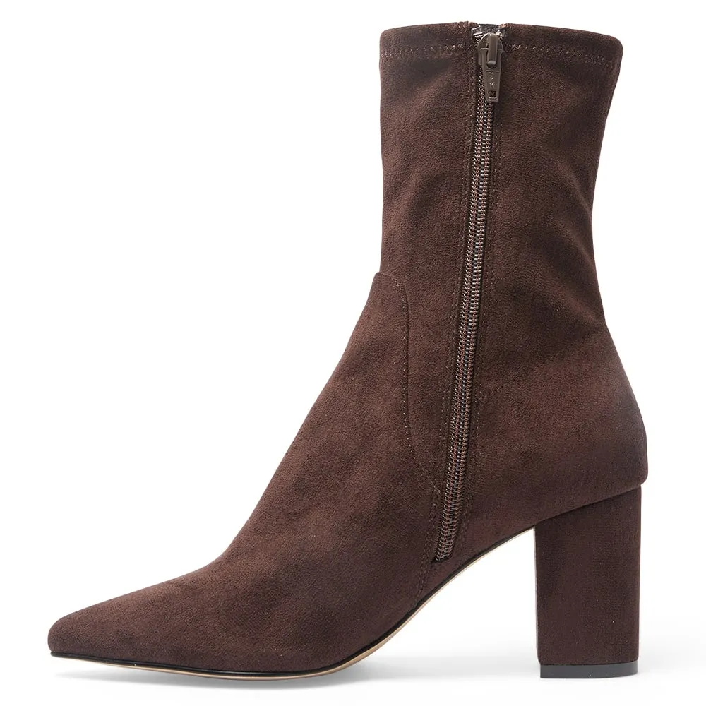 Karly Boot in Chocolate Suede Stretch Suede