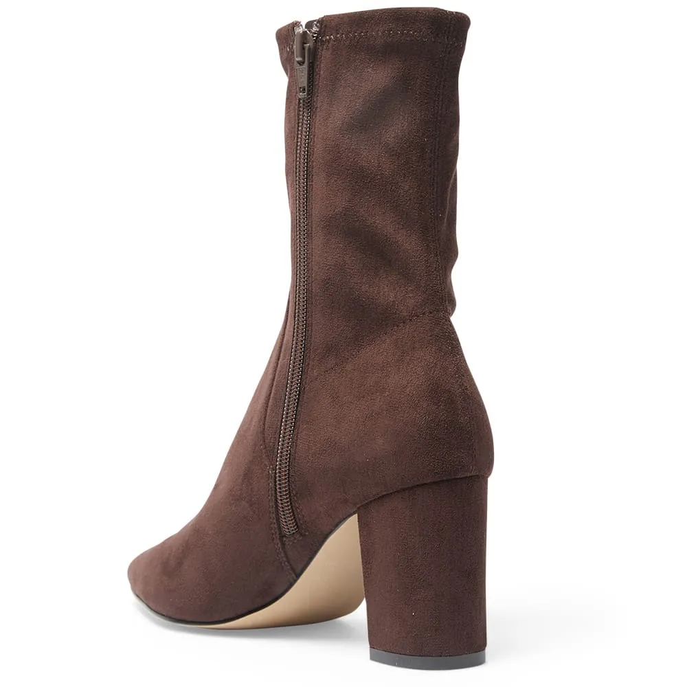 Karly Boot in Chocolate Suede Stretch Suede