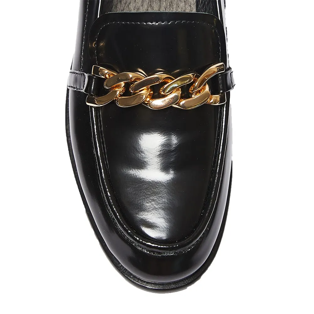 Kate Loafer in Black Hi Shine Leather