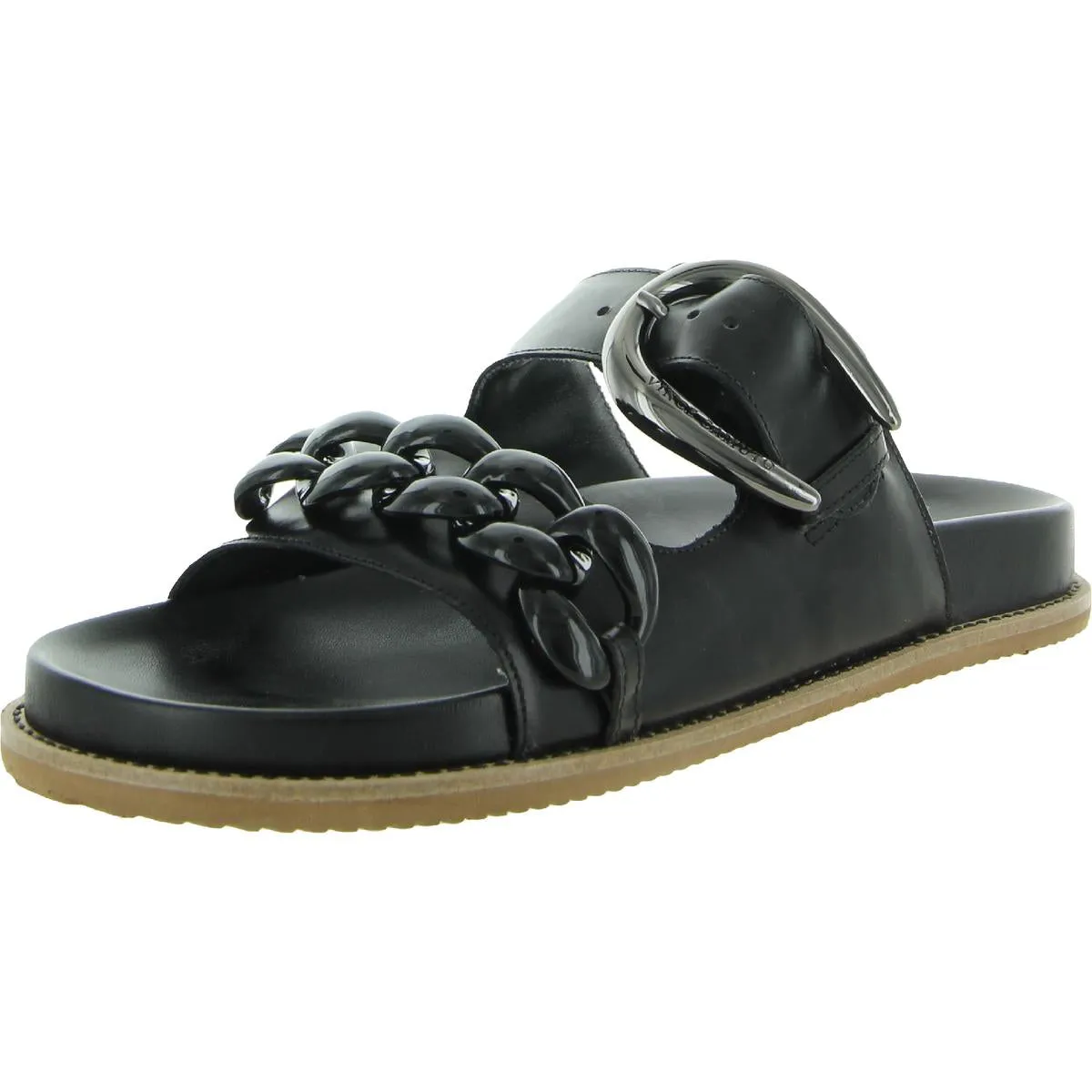 Kenendys Womens Leather Slip On Slide Sandals