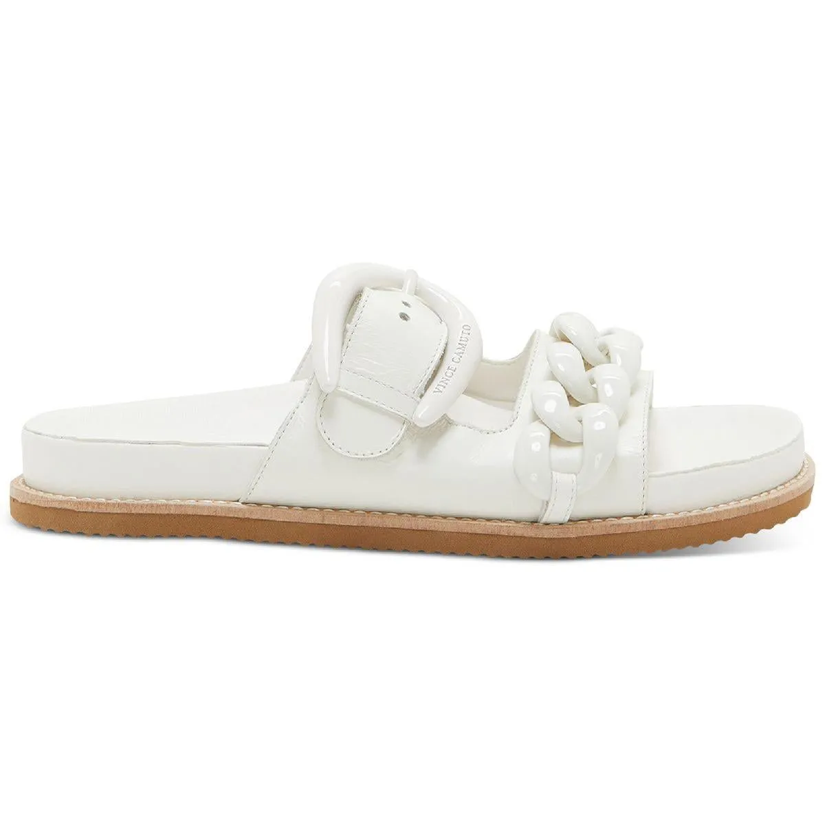 Kenendys Womens Leather Slip On Slide Sandals