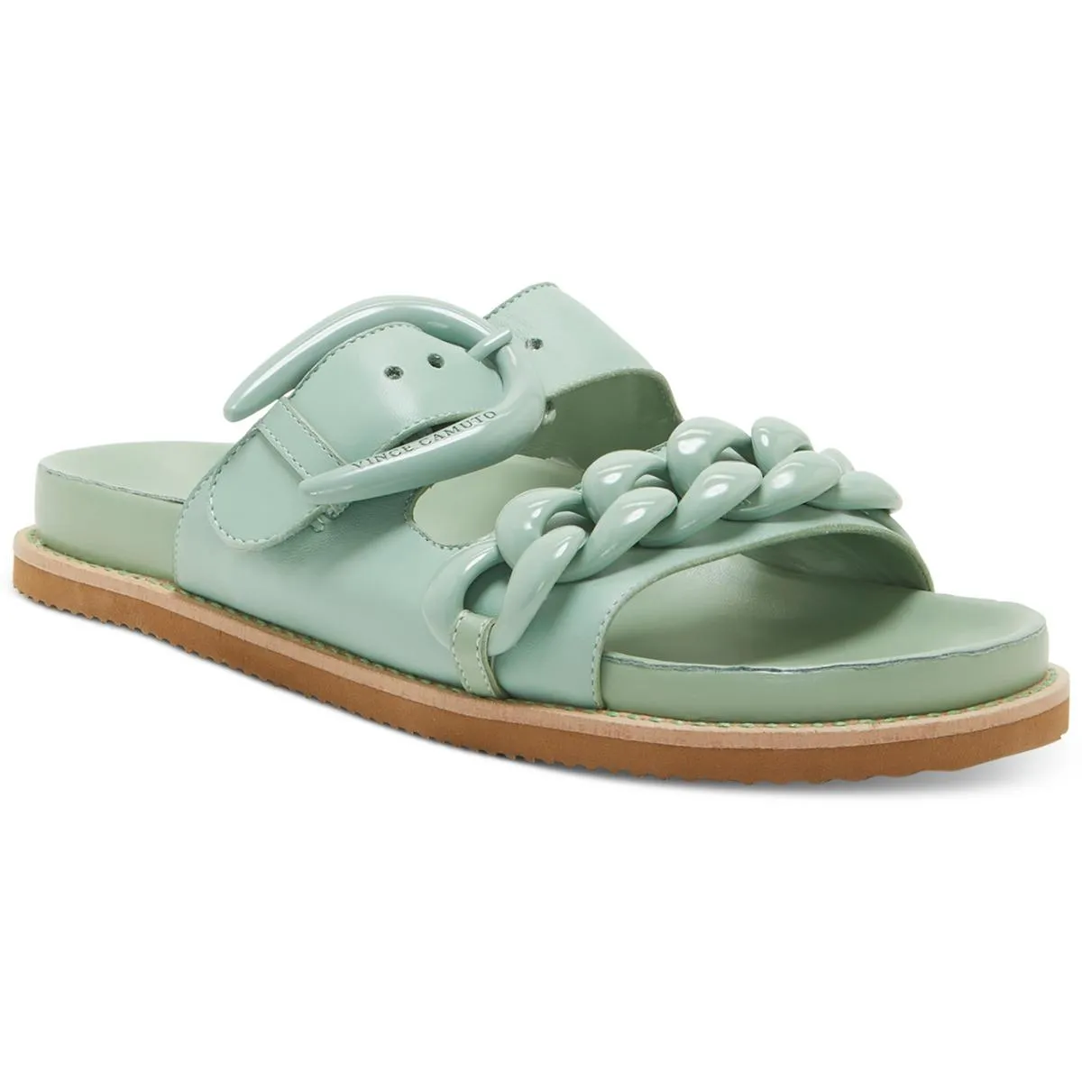 Kenendys Womens Leather Slip On Slide Sandals