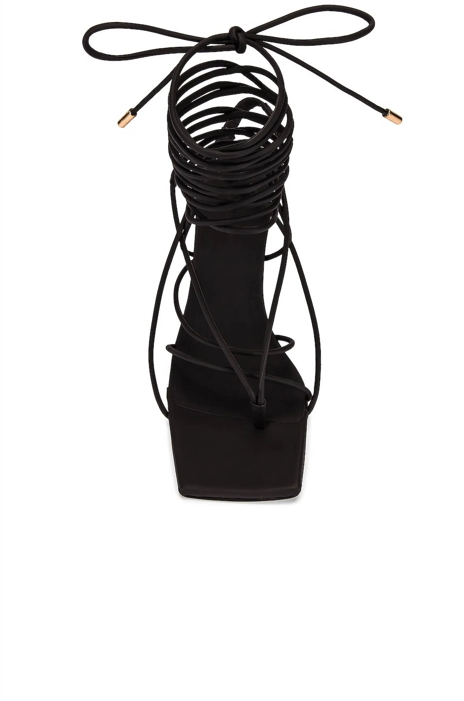 Lace Up Sandals In Black