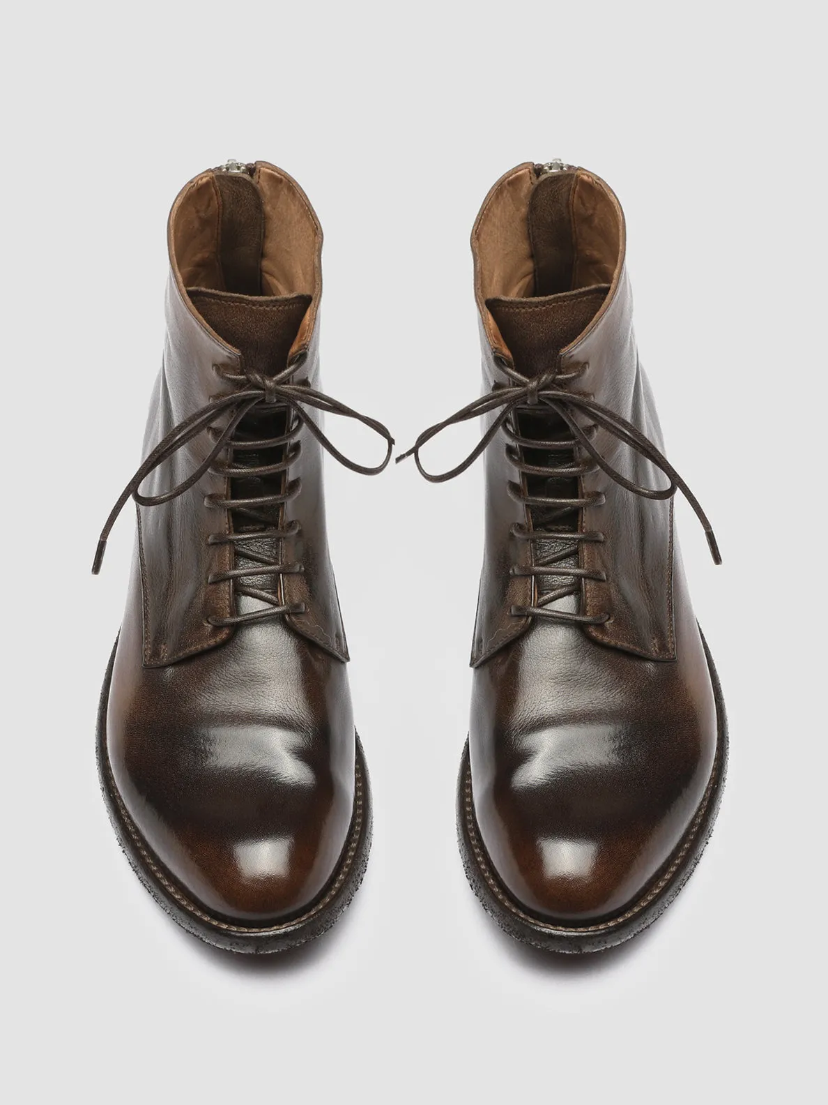 LEXIKON 123 - Dark Brown Zipped Leather Ankle Boots