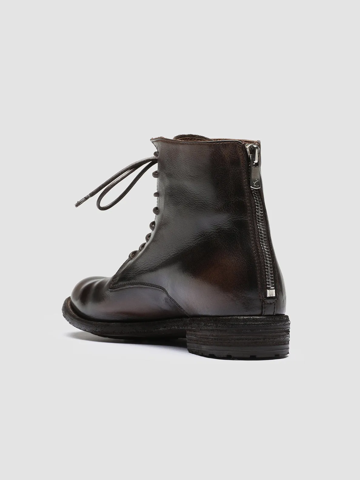 LEXIKON 123 - Dark Brown Zipped Leather Ankle Boots