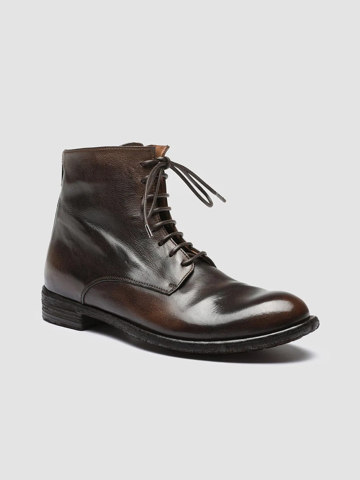 LEXIKON 123 - Dark Brown Zipped Leather Ankle Boots