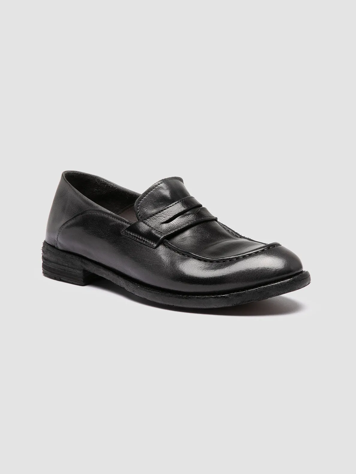 LEXIKON 140 - Dark Grey Leather Penny Loafers