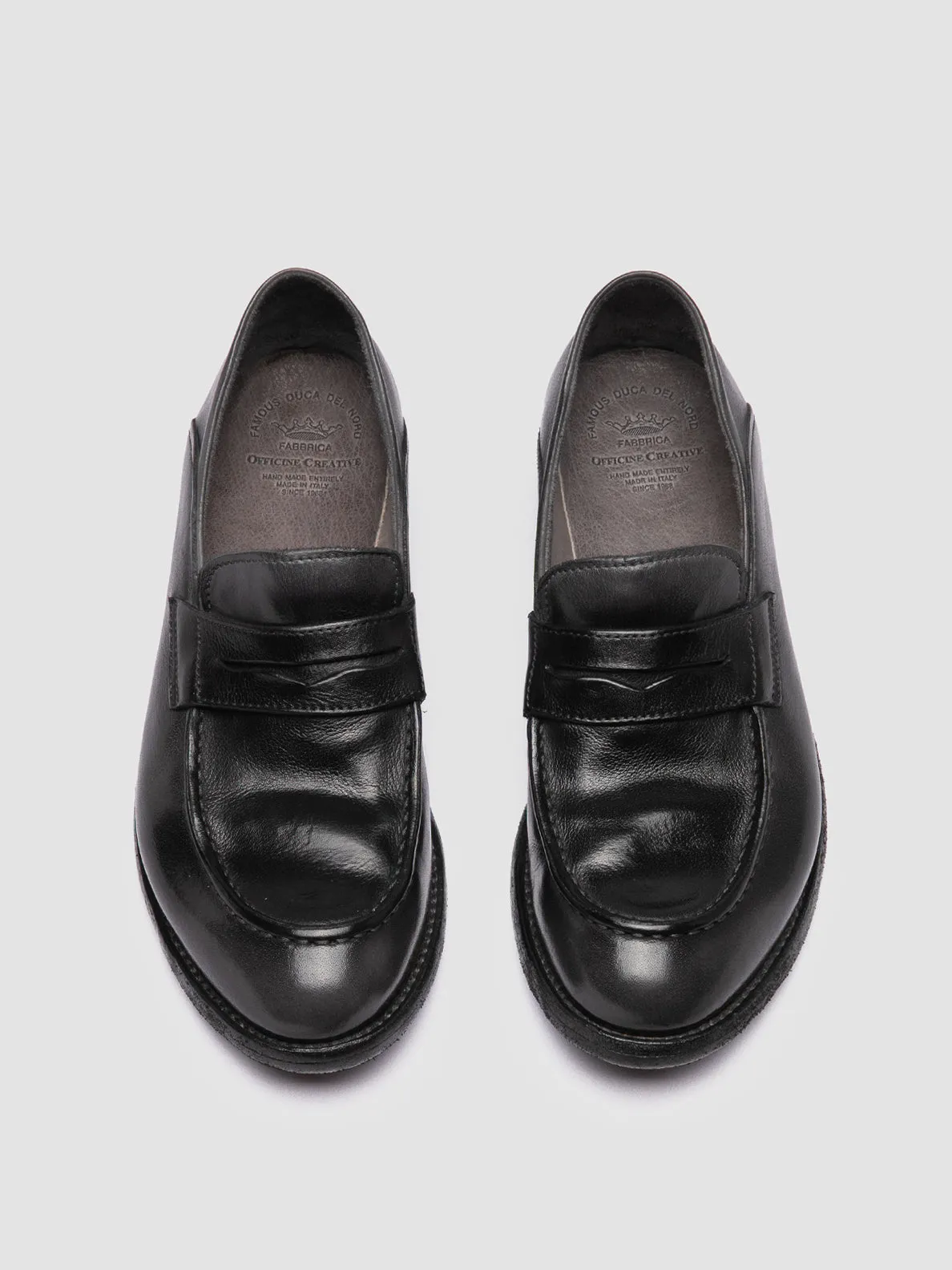 LEXIKON 140 - Dark Grey Leather Penny Loafers