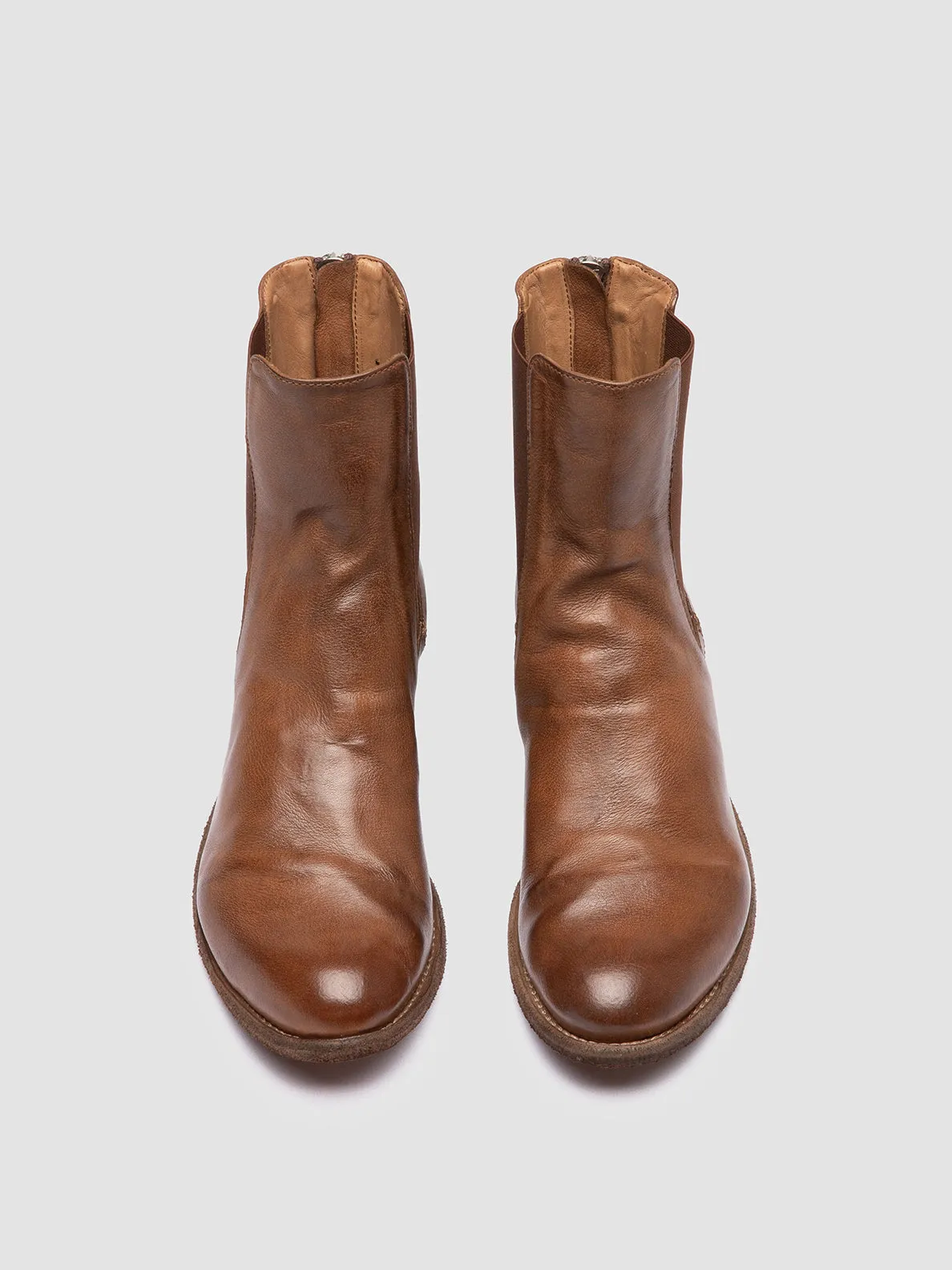 LEXIKON 551 - Light Brown Leather Zipped Boots