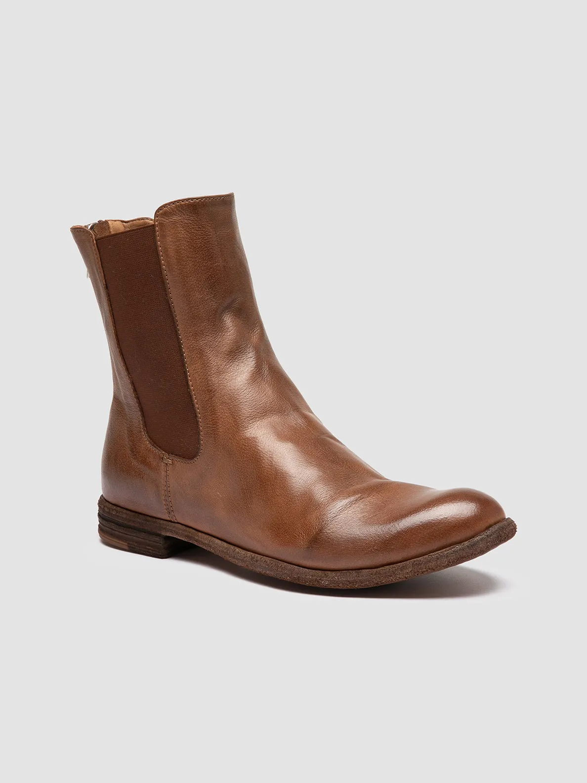 LEXIKON 551 - Light Brown Leather Zipped Boots