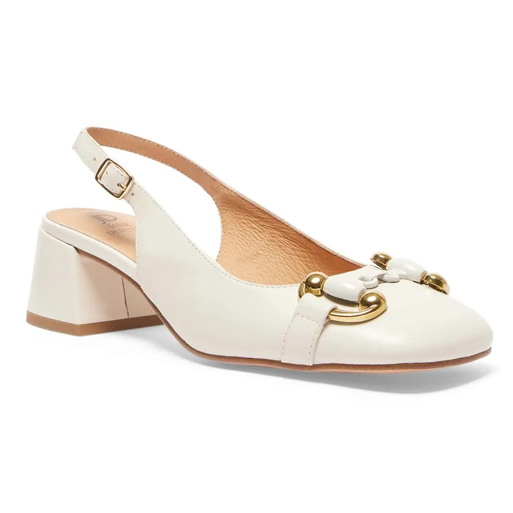 London Heel in Ivory Leather
