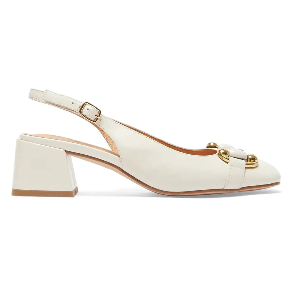 London Heel in Ivory Leather
