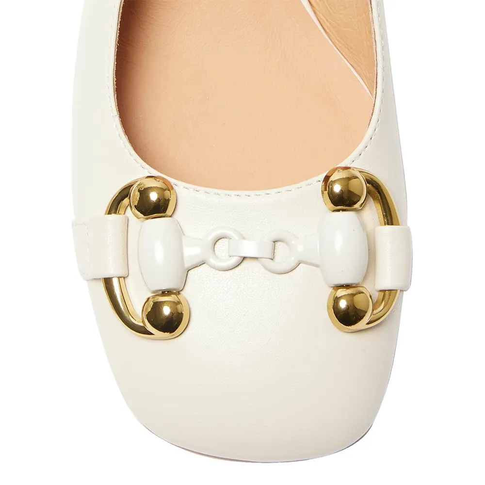 London Heel in Ivory Leather