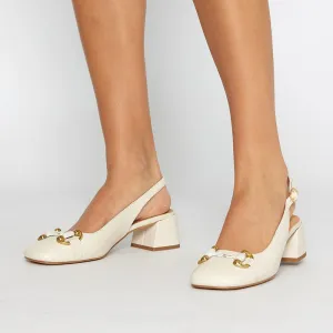 London Heel in Ivory Leather