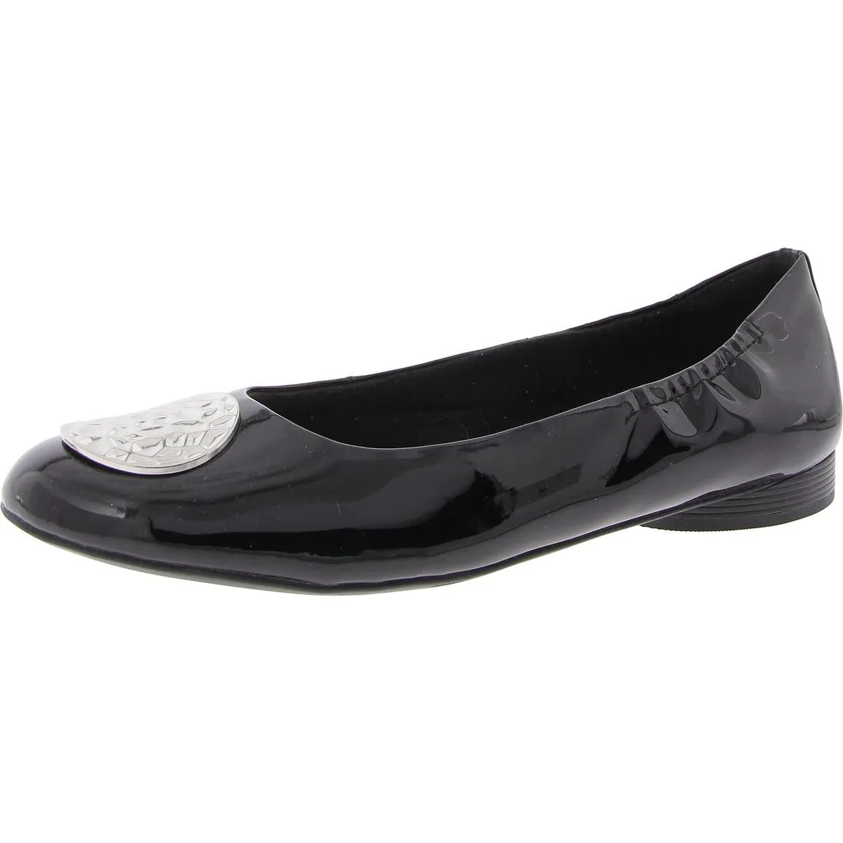 LORELEIGH AVE Womens Covered Heel Faux Leather Ballet Flats