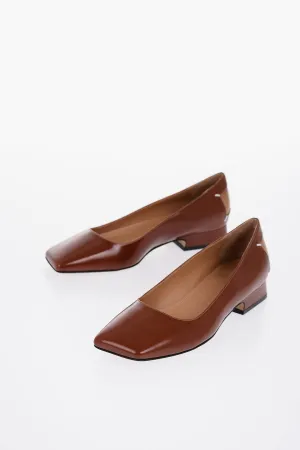 Maison Margiela Brushed Leather Ballerinas With Cut-Out Details