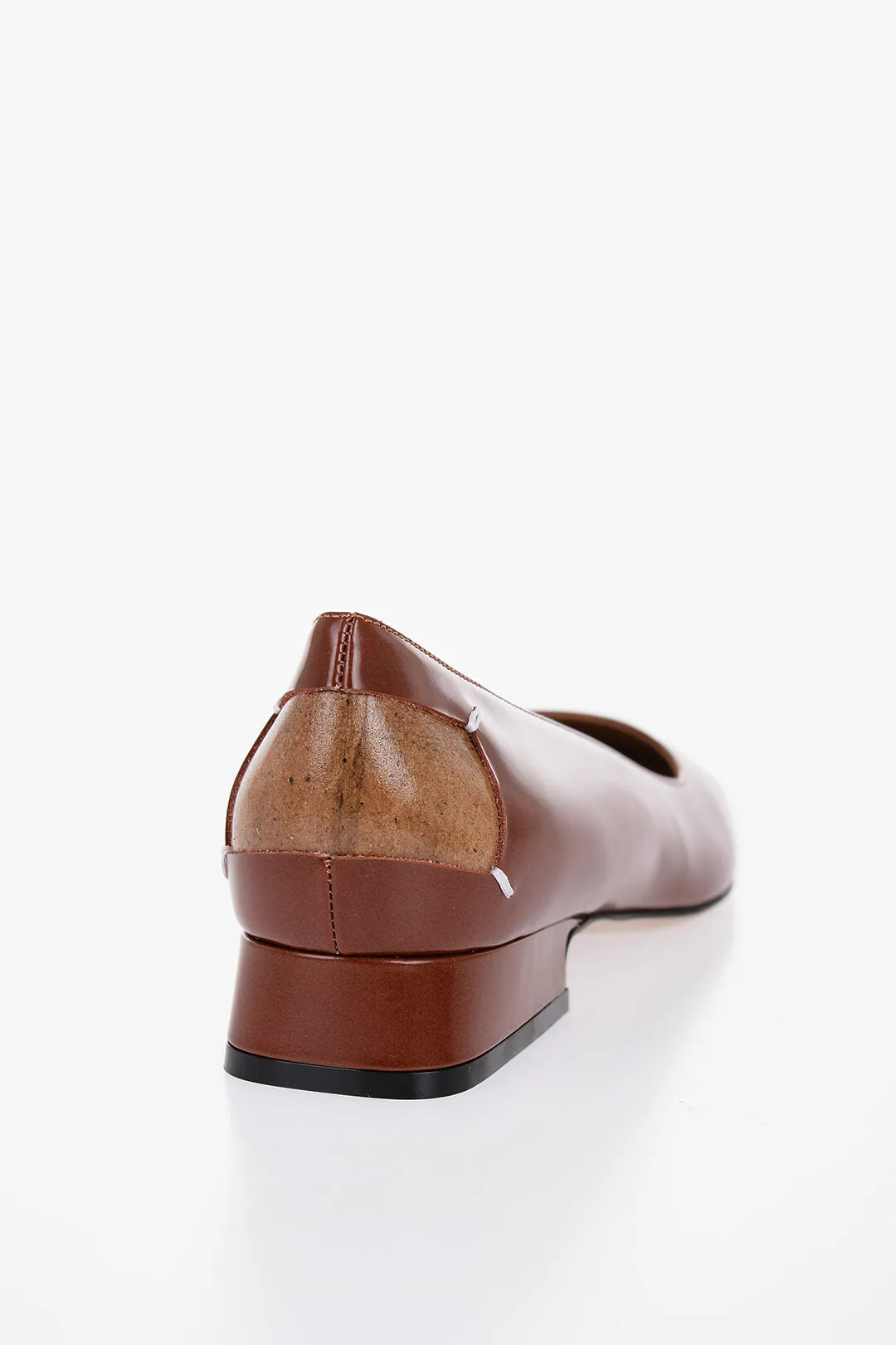 Maison Margiela Brushed Leather Ballerinas With Cut-Out Details