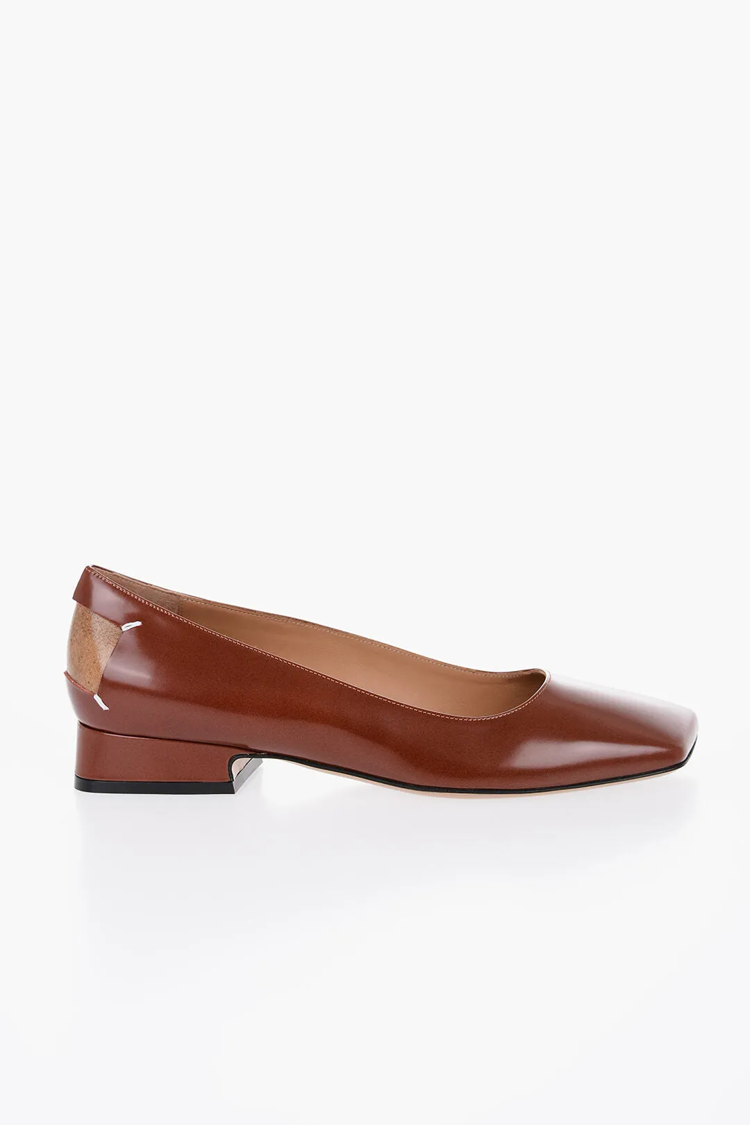 Maison Margiela Brushed Leather Ballerinas With Cut-Out Details