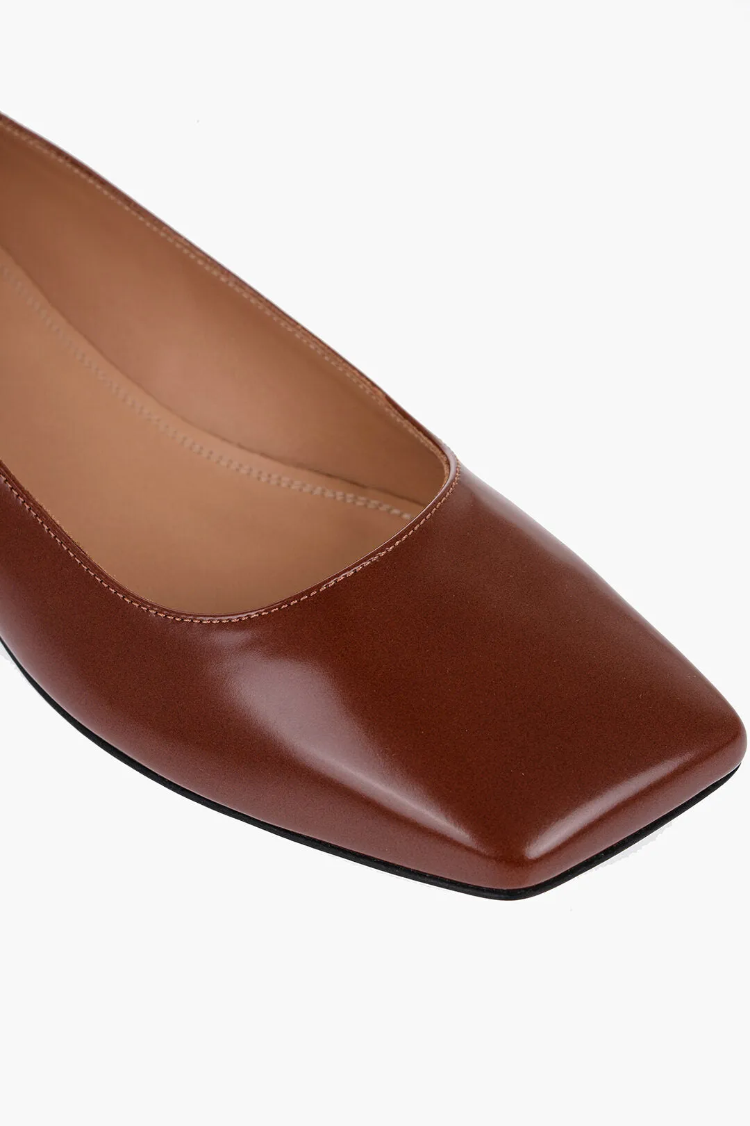 Maison Margiela Brushed Leather Ballerinas With Cut-Out Details